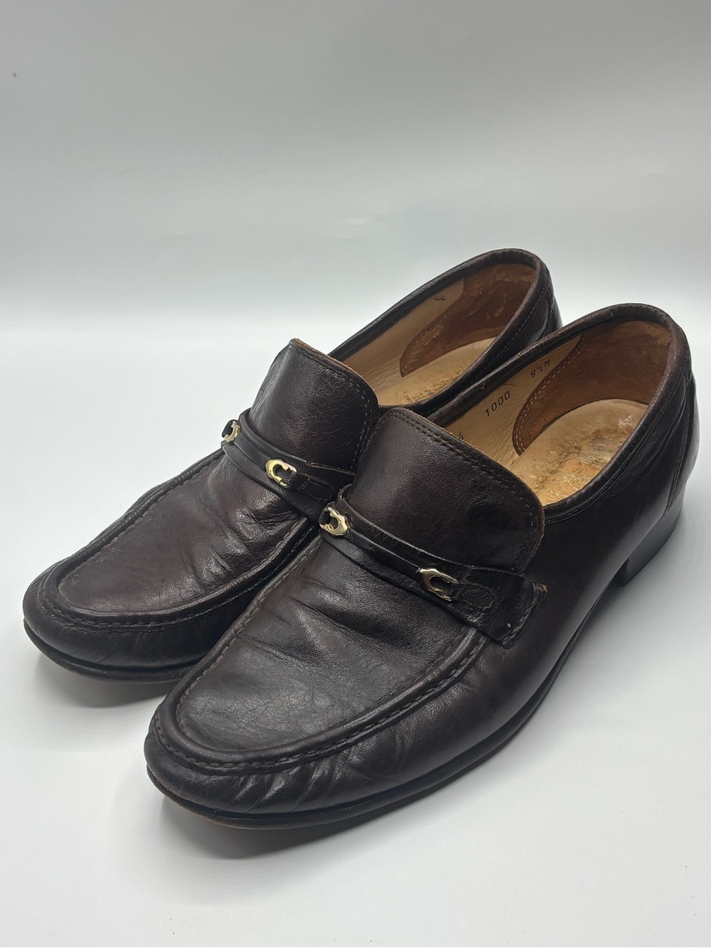 Vtg Johnston & Murphy Aristocraft Brown Leather Horsebit Loafer Sz 9.5 24 1000